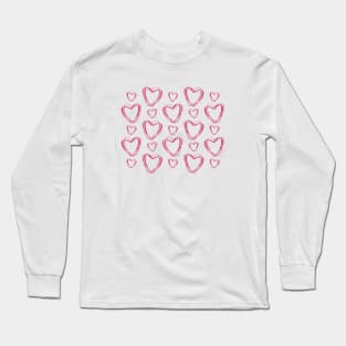 Heart Outlines Pattern Long Sleeve T-Shirt
